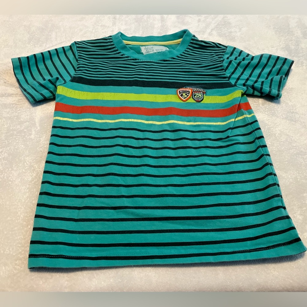 Striped Kids Shirt - Teal and Multicolor